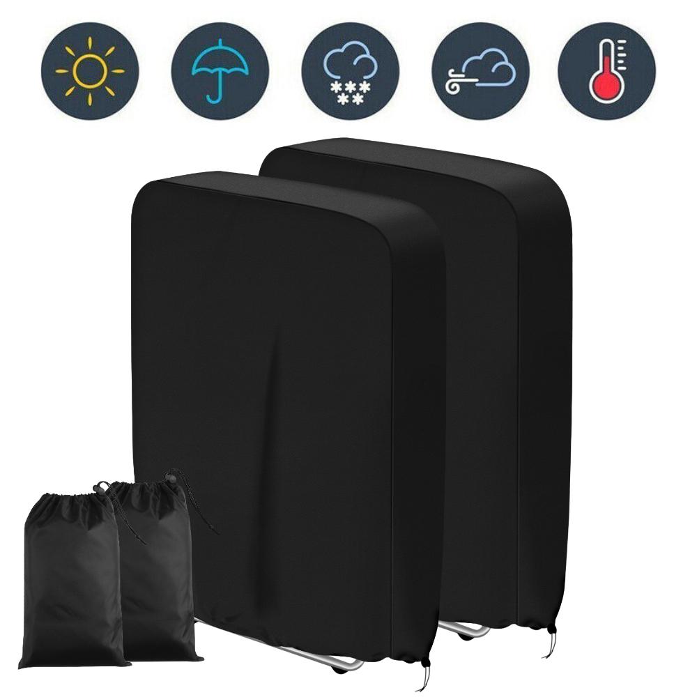 2Pc Folding Chair Cover Waterproof Outdoor Sun Lounger Cover Patio Reclining Chair Cover Garden Furniture Cover W/ Storage Bag
