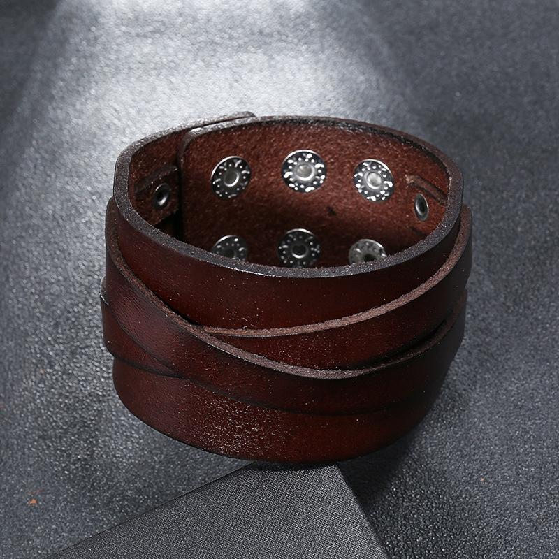 PU Leather Bracelet Punk Vintage Couple Bangle for Men Jewelry Gift