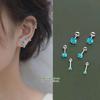 Blue Zircon Stud Earrings In 925 Silver - Stylish Women's Niche Design, High-End Inner Spiral