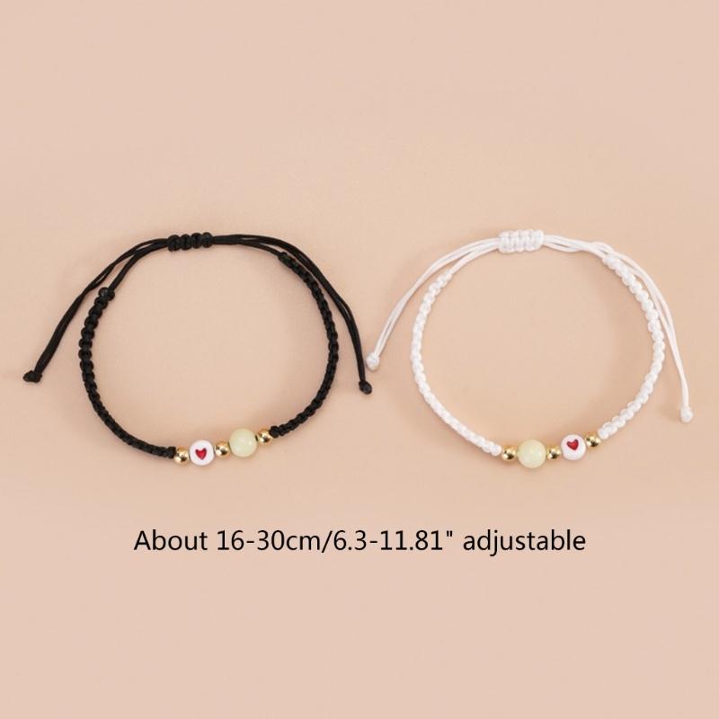 2Pcs Couple Bracelet Matching Bracelets Love Lucky Bead Luminous Bangles for Friendship Lucky Wish Jewelry Gift Card Bracelet