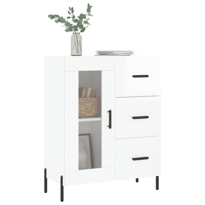 VidaXL Buffet High-Gloss White 69.5x34x90 Cm Engineered Wood 828054