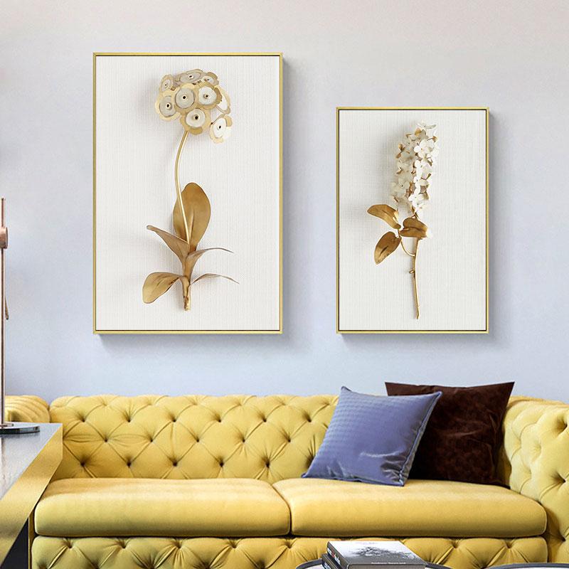 Creative Gold Flowers Oil Painting Home Decoration Canvas Painting Living Room Decoration Digital Oil Painting Cuadros Background Wall Decoration