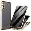 For Samsung Galaxy S24 Case Anti-Spy Double-Sided Tempered Glass Cover with Metal Frame