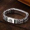 Chinese Style Retro Silver Double-stranded Peace Tattoo Money Brave Troops Men's Bracelet Personality Pop Retro Lucky Guy