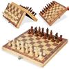 Magnetic Wooden Folding Chess Set with Felted Game Board Interior Folding Chessboard Travel