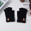Autumn and Winter Camel Wool Warm Windproof Breathable Portable Simple Gloves Warm Cold Half-finger Gloves Outdoor Riding