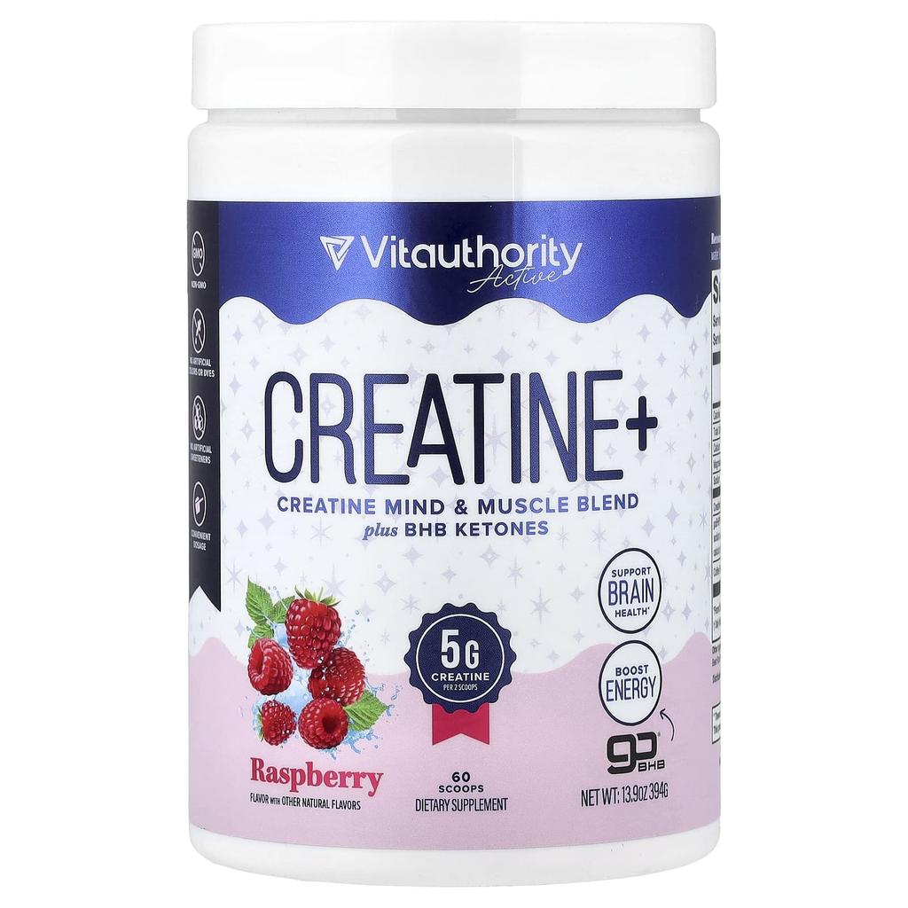 Vitauthority, Active, Creatine+, Raspberry, 394g (13.9oz)