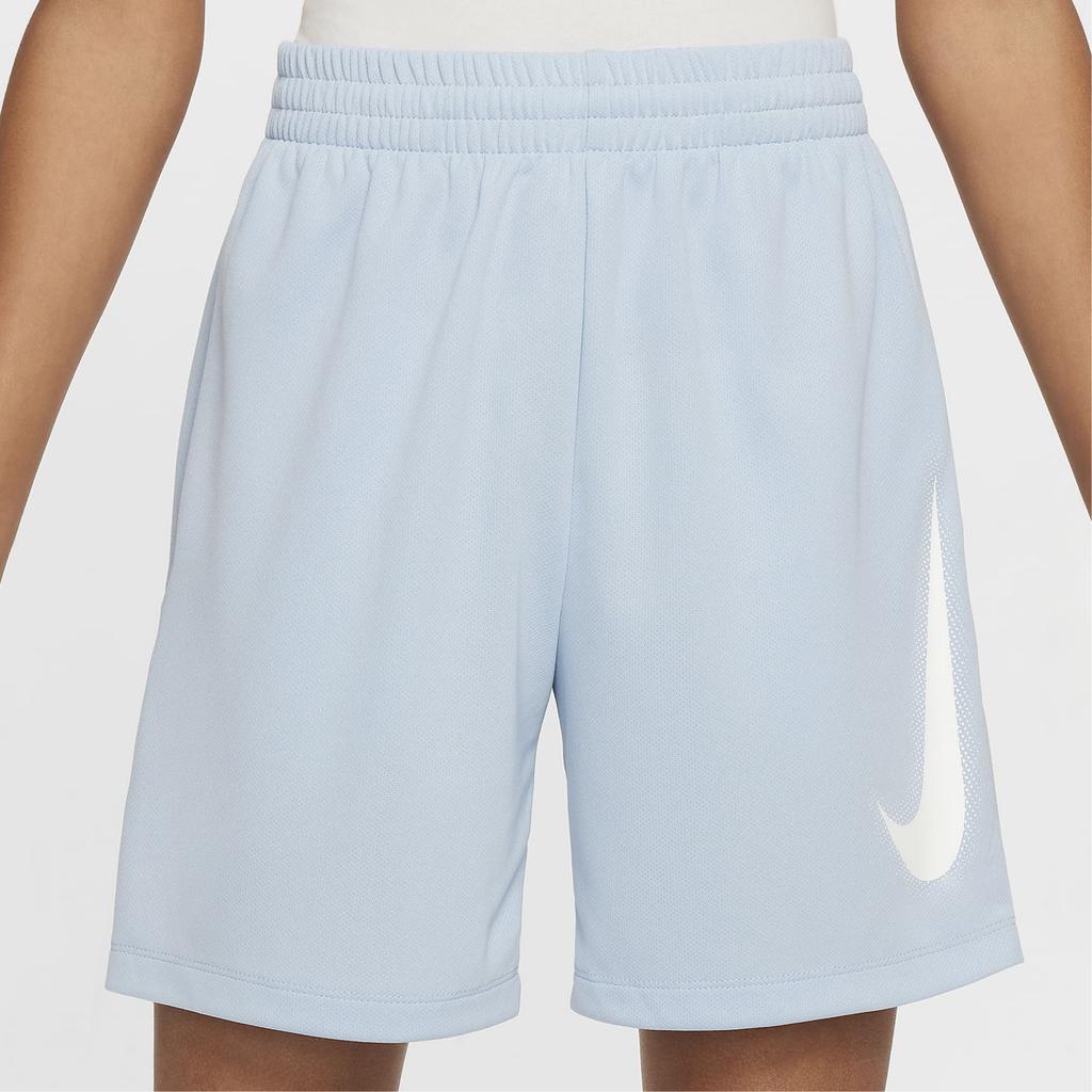 Nike Dri-Fit Color Block Logo Print Elastic Waist Kids Shorts Kids Shorts Light-Armory-Blue White DX5361-440