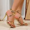 New High-heeled Fashion Women's Shoes, Strap Anklet Buckle Round Head Open-toed Stiletto Sandals Women