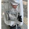 Korean Version of Women's Exquisite Handbag, Silver Messenger Vegetable Basket Bag