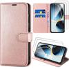 Protective Case - BOOLING - for Samsung Galaxy A36 5G/A56 5G - Pink Leather Effect - 2 Tempered Glasses - Shockproof
