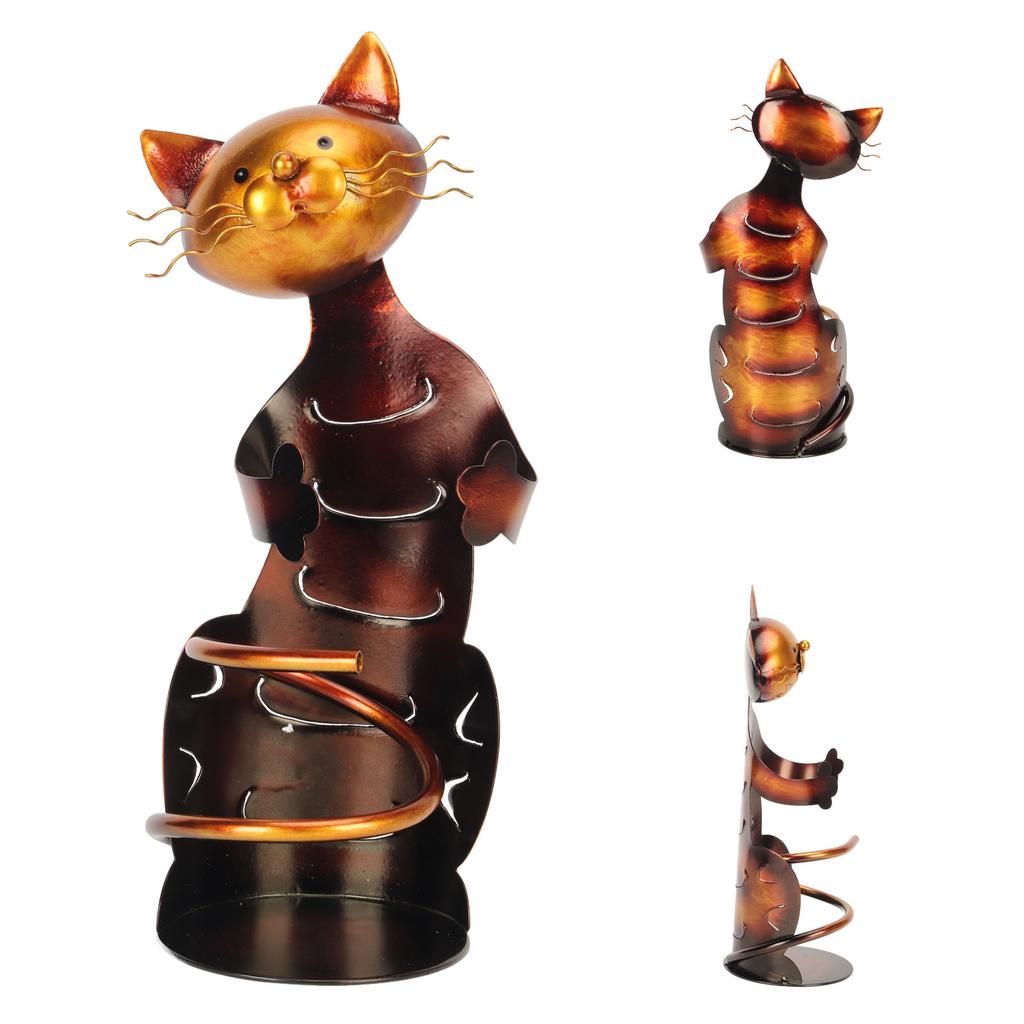 Cat Wine Holder Rack Metal Decorative Cat Shaped Wine Holder Stand Wine Bottle Holder Sculpture for