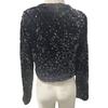 Women Sequin Jacket Big Bow Decor Loose Round Neck Long Sleeves Solid