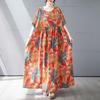 Short Sleeve Plus Size Cotton Vintage Floral New In Dresses for Women Casual Loose Long Summer