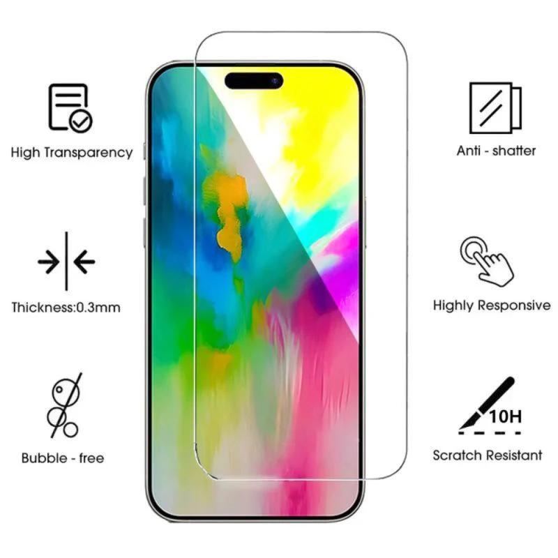 4PCS Premium Tempered Glass For IPhone 16 15 14 13 Pro Max 16 14 15 Plus Anti-Scratch Screen Protector Clear HD Full Screen Glass Film