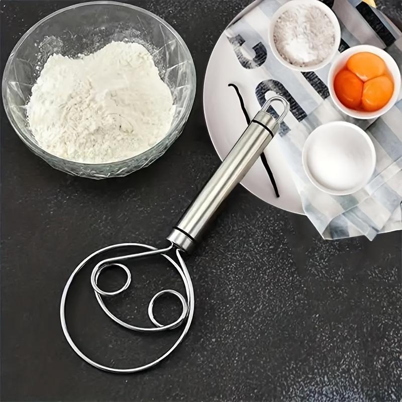 Dough Mixer Stainless Steel HandHeld Bread Blender Dough Scraper Double Hole Fast Stirring Tool Danish Dough Whisk Egg Stirrer