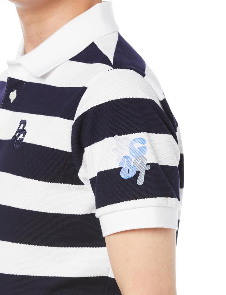 PEARLY GATES Men's Short Sleeve Polo Shirt (35th Anniversary Series Striped Pattern) / Golf / 053-4160203 121_Navy X White 4 [M]