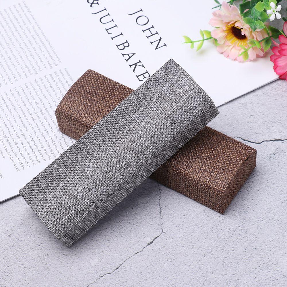 Portable Vintage Retro Square Glasses Box Glasses Linen Case Folding Eyewear Case Storage