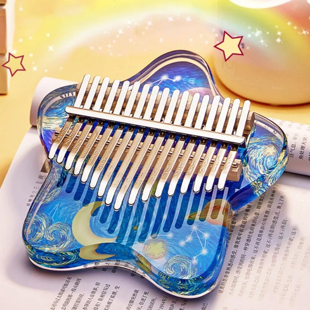 Acrylic Kalimba 17 21 Keys Cute Chromatic Kalimbas Sound Therapy Portable Mini Thumb Piano Children Beginners Practice Musical Keyboard Accessories