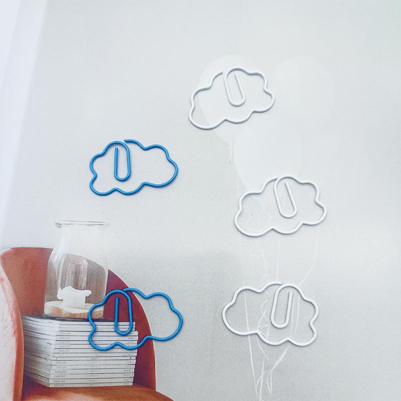 10Pcs Cute Simple Cloud-shaped Paperclips Girl Photo Memo Binder Clip Bookmark Reading Index Tab School Office Binding Supplies