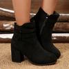 Retro Autumn Winter Women Boots 2025 New Zipper High Heels Women Shoes Big Size Designer Shoes Outdoor Block Heel Ankle Boots