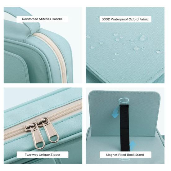 Zipper Binder Bag with Handle Large Capacity Waterproof Document File Binder Storage Organizer Multi-Pocket Portfolio Organizer Case