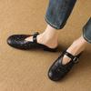 Krazing Pot Sheepskin Summer Size 40 Low Heels Women Round Toe Hollow Decoration Summer Shallow Sandals