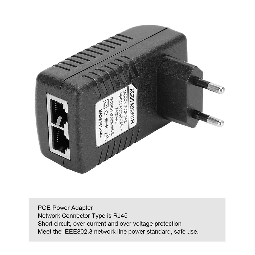 DC 48V 0.5A Power Supply Injector 24W POE Adapter Plug