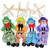 Pull String Puppet Clown Wooden Marionette Joint Activity Doll Vintage Child Toy