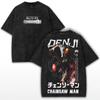 Anime Chainsaw Man Denji Pochita Clothing Men Short Sleeve Tshirts Washed Cotton Tee Retro Oversized T-shirt Harajuku T Shirt