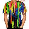 Popular Summer Men's Printed T-shirt, Spray Painted Pattern T-shirt, Round Neck, Large Size, Comfortable Short Sleeved Top, Casual Sports