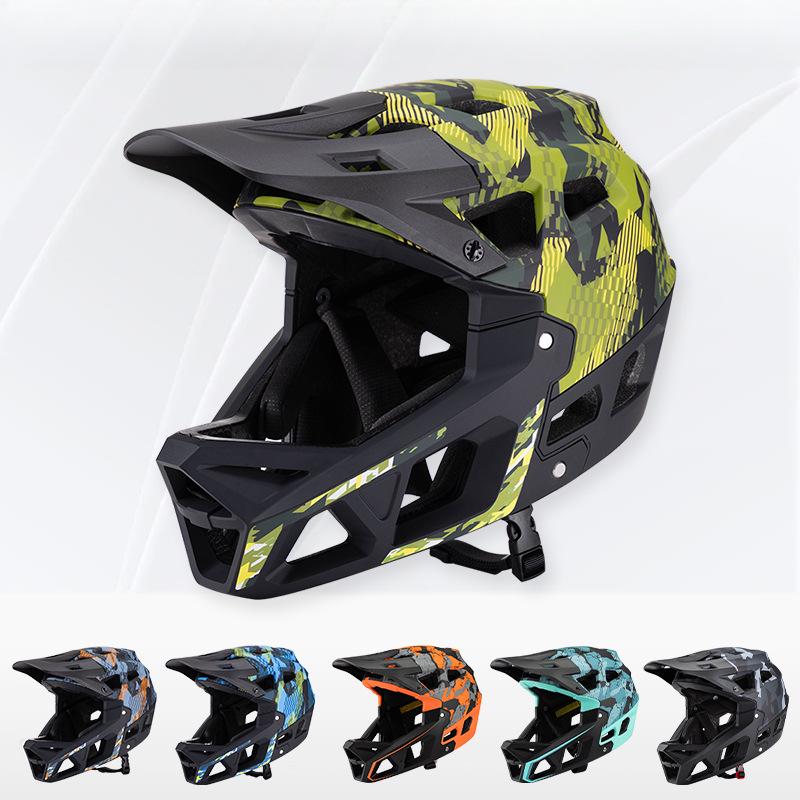 New Outdoor Camouflage Mountain Bike Off-road Helmet CE Certified Race Downhill Safety Adult Full Helmet
