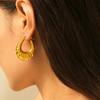 Style Gold U-Shaped Texture Earrings Titanium Steel 18K Plated Real Gold Versatile Personalized Ear Jewelry