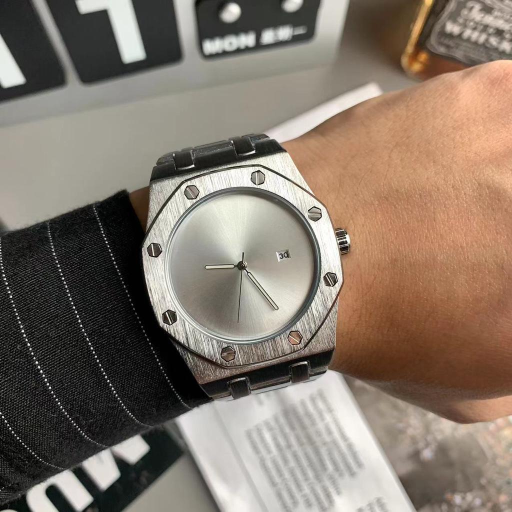 Minimalist Watch for Men Classic Luxury Reloj Sliver Black Stainless Steel Silicone Band Quartz Wristwatch Male Sports Man Clock