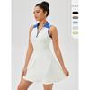 Flip Collar One-piece Tennis Dress for Women Quick Drying Breathable Waist Cinching Contrasting Color Sports and Leisure Fitness Dress