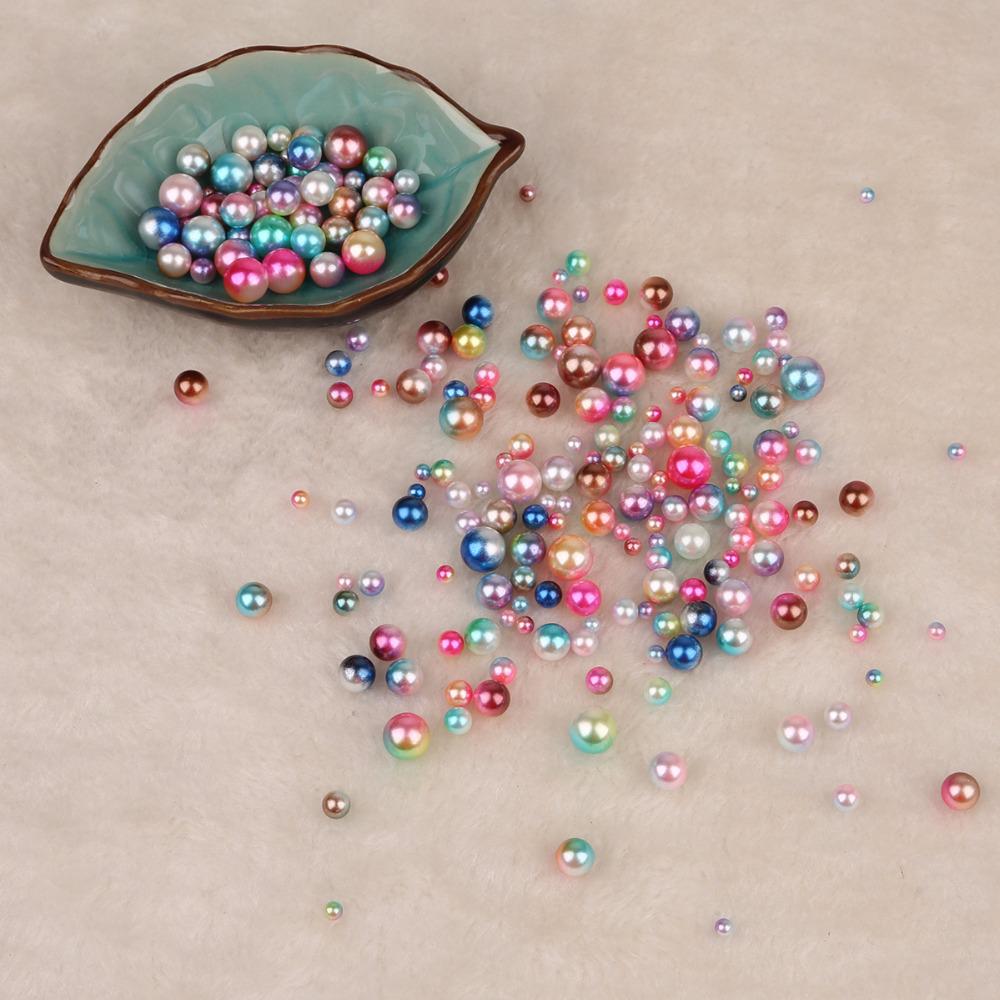 250Pcs/lot Random Mix No Hole ABS Pearl Loose Round Beads for DIY Craft Scrapbook Decoration