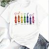 Fashion Women Cute Cartoon Crayon Print T Shirt Funny Casual O-neck Short Sleeves T-shirt Summer Female Tee Shirt