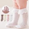Princess Ruffle Lace Socks Summer Hollow Mesh Calf Stockings 0-3year Kids High Tube Socks Thin Cotton Solid Color Girl Long Sock