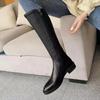 Shoes for Women 2024 Autumn New Black Simple Women's Knee-High Boots Winter Keep Warm Zipper High Boots Botas Largas De Mujer
