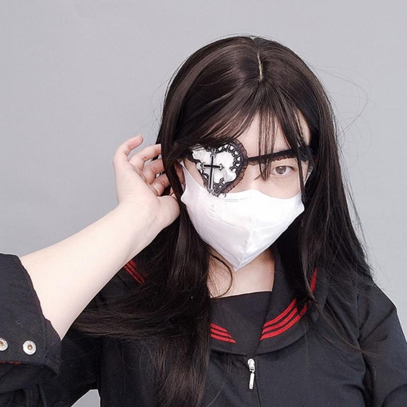 Lolit Eye Patch Gothics Eyepatch Heart Eyepatch Lolit EyeMask Cosplays Eyepatch Single Eye Mask-