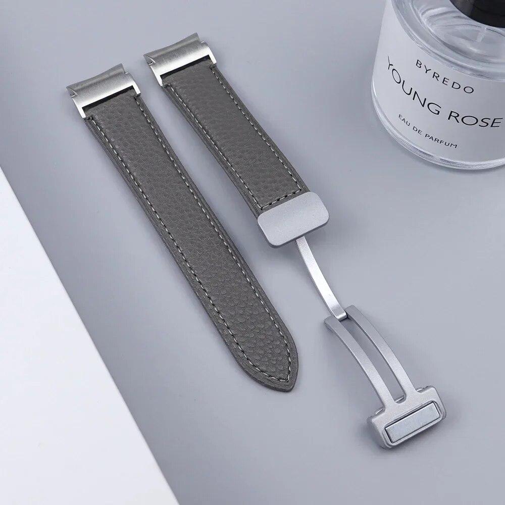 Quick Fit Leather Strap For Samsung Galaxy Watch 6Classic 43mm 47mm 6/5/4 40mm 44mm Magnetic Buckle for Watch 5pro 45mm Leather Band