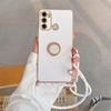Plating Ring Holder Cord Strap Crossbody Lanyard Case For TECNO Spark Go 2020 9T 10C CAMON 19 18 16/Infinix HOT 20 12 11 Motorola G60 G50 G30 G20 G10