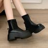 New Platform Heel Short Boots Women Fashion Ladies Back Zippers Ankle Boots Autumn Winter Female Shoes