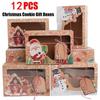 12PCS/set New Year Gift Box Cupcake Candy Box Kraft Paper Christmas Cookie Box Bakery with Transparent Window