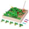 Baby Montessori Wooden Toys Magnetic Games Harvest Carrot Catching Worm Farm Scene Cognition Education Puzzle Toys Gift for Baby