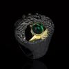 Unique Ring for Women Black Hollow Ring Inlaid with Green Zircon Jewelry Creative Women's Wedding Ring Wedding Ring