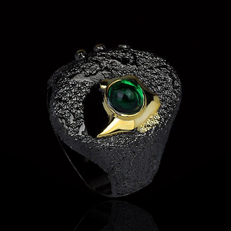 Unique Ring for Women Black Hollow Ring Inlaid with Green Zircon Jewelry Creative Women's Wedding Ring Wedding Ring