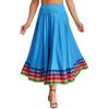 Maxi Skirt Ladies Folk Dance Skirt Elastic Waist Spanish Swing Skirt Rainbow Large Swing Hem Mexican Flamenco Performance Skirt