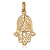 [M7093] - Gold Plated Pendant 'Hand of Fatma' Golden - 20x15 Mm