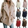 Autumn and Winter Double Breasted Loose Fleece Jacket Women Fashion Long Sleeve Plush Coat Women Vintage Solid Warm Plus Size Jackets for Women 24900